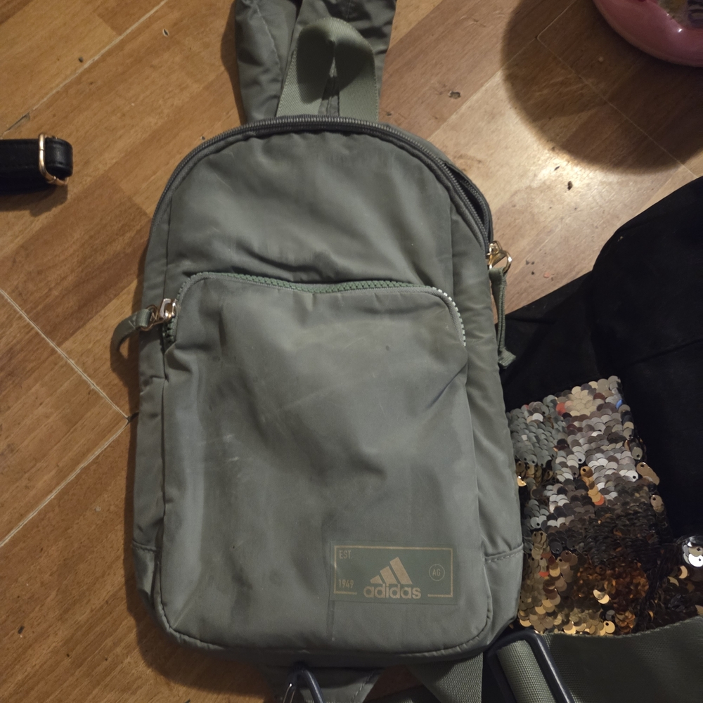 adidas Olive Green Crossbody Sling Bag with Front Pocket